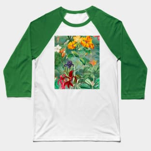 Colorful tropical floral leaves botanical illustration, tropical plants,leaves and flowers, green  leaves pattern Baseball T-Shirt